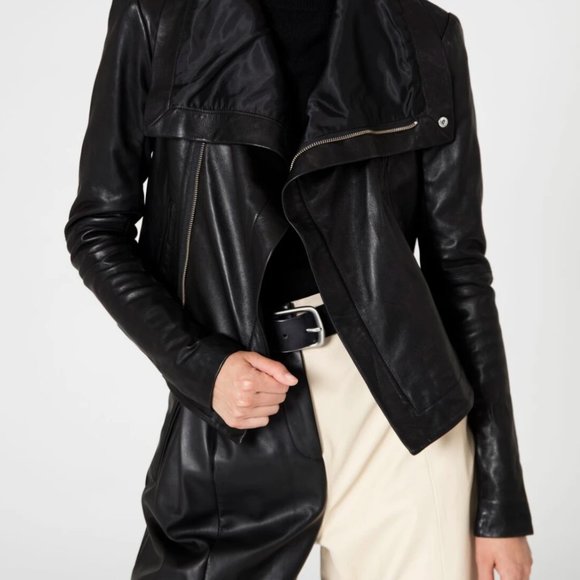 Excellent Condition Veda Max Classic Smooth Leather & Silk Jacket - Picture 7 of 12